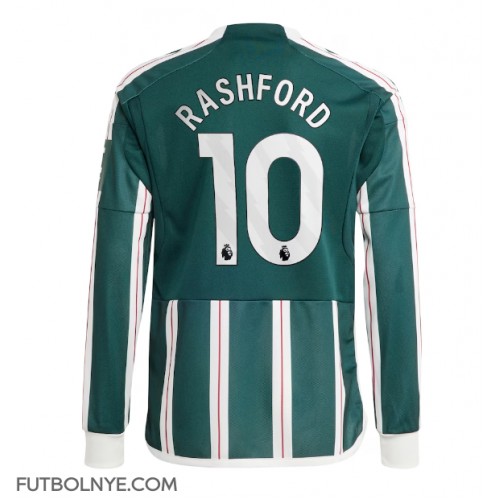 Camiseta Manchester United Marcus Rashford #10 Visitante Equipación 2023-24 manga larga